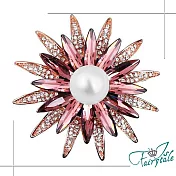 【伊飾童話】珍珠太陽花＊玫瑰金水晶別針胸針  紫紅