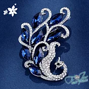 【伊飾童話】高貴鳳凰＊水晶鑽別針胸針  銀白藍