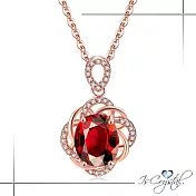 【伊飾晶漾】溫柔紅花*纏綿水鑽玫瑰金項鍊