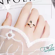 【伊飾童話】迎風蝴蝶*鈦鋼玫瑰金開口戒指 11號