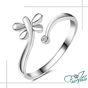 【伊飾童話】流線蜻蜓＊立體水鑽開口彈性戒  銀