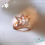 【伊飾童話】五角流星＊玫瑰金珍珠開口戒指