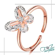 【伊飾童話】水晶蝴蝶＊氣質韓風彈性開口戒指  玫瑰金