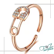 【伊飾童話】水鑽迴紋針＊氣質韓風彈性開口戒指  玫瑰金