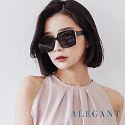 【ALEGANT】韓版微光焦點黑透視感方框墨鏡/UV400太陽眼鏡