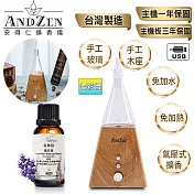 【 ANDZEN安得仁 】實木擴香儀AZ-8601淺木紋+精油100ml x 1瓶 香氛 負離子 定時 玻璃