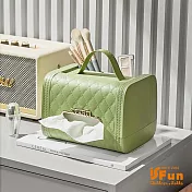 【iSFun】菱格手提＊輕奢華抽取面紙巾置物收納盒  綠