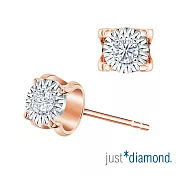 【Just Diamond】Dreamy系列 6分18K玫瑰金鑽石耳環(方型)