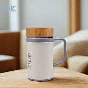 【IKUK 艾可】陶瓷內膽濾茶器手把保溫杯500ml(內膽陶瓷一體成形 無焊接縫 不掉漆) 無 奶油白