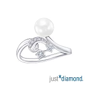 【Just Diamond】閃閃星辰珍珠(華麗版)18K金鑽石戒指(港圍) 10 白金