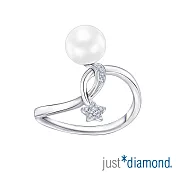 【Just Diamond】閃閃星辰珍珠(簡約版) 18K金鑽石戒指(港圍) 11 白金