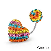 GIUMKA鎖針耳環繽紛小愛心鋼針條紋系列單支價格多色任選 MF04003 無 J款單一支