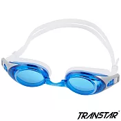 TRANSTAR 泳鏡 抗UV塑鋼鏡片-按鍵式扣帶-6950 深藍