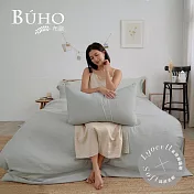 《BUHO》天絲™萊賽爾單人床包+雙人兩用被套三件組《雪灰》