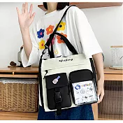 雙色拼包個性學生包郵差包斜背包 黑色