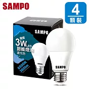 聲寶3W 晝光色 LED 節能燈泡LB-P03LDA(4顆裝)