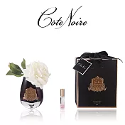 【法國 Cote Noire 寇特蘭】茶玫瑰香氛花橢圓黑瓶(附贈10ml 精油x1) 象牙白茶玫瑰橢圓黑瓶