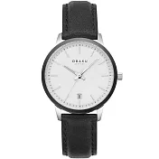 OBAKU 簡約美學淑女皮革時尚腕錶-黑X白