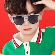 【ALEGANT】輕旅童遊亮巖灰兒童專用輕量矽膠彈性太陽眼鏡/UV400圓框偏光墨鏡