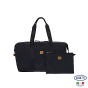 【BRIC S】義大利時尚 防潑水 雙隔層 可手提 大容量 旅行袋- 深藍色