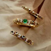 【HC Jewelry】18K黃金鉚釘戒指 (寬版/8分鑽)