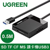 綠聯 SD TF CF MS USB3讀卡機 (0.5M多卡多讀灰色款)