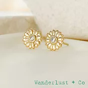 Wanderlust+Co 澳洲品牌 金色瑪格麗特耳環 鑲鑽小花耳環 Daisy Gold