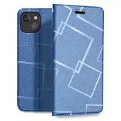 GENTEN for iPhone 14 Pro 6.1 極簡立方磁力手機皮套 藍色