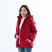 【遊遍天下】女款極暖GlobeTex防水防風保暖顯瘦中長版羽絨外套(GJ23032) L 紅色