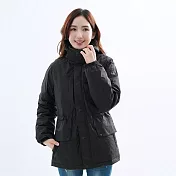 【遊遍天下】女款極暖GlobeTex防水防風保暖顯瘦中長版羽絨外套(GJ23032) XL 黑灰