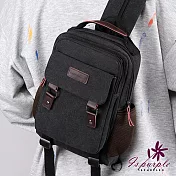 【iSPurple】彰顯雅痞*多WAY帆布單雙肩後背包 黑