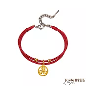 J’code真愛密碼金飾 水瓶座守護-三環渦漩黃金紅繩手鍊