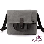 【iSPurple】摺疊垂墜*帆布男性斜垮手提側背包 灰