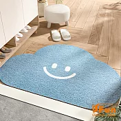 【iSFun】微笑雲朵*不規則刮砂除塵玄關門墊地墊40x75cm 藍