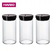 【日本HARIO】耐熱玻璃密封罐-1Lx3入組 黑色