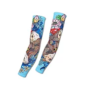 生活良品-抗UV冰絲涼感透氣仿紋身鯉魚圖騰印花男女防曬袖套1雙/袋