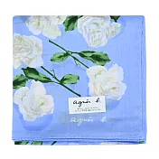 agnes b.白玫瑰大帕巾-三色選 -藍
