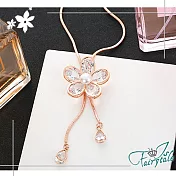 【伊飾童話】鋯石花瓣＊珍珠流蘇伸縮長鍊  金