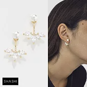 SHASHI 紐約品牌 Marquise Pearl 橄欖形白鑽耳環 前後扣珍珠耳環