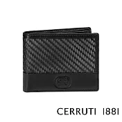 【Cerruti 1881】限量2折 義大利頂級小牛皮6卡短夾 全新專櫃展示品(黑色 CEPU05554M)