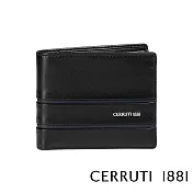 【Cerruti 1881】限量2折 義大利頂級小牛皮6卡短夾 全新專櫃展示品(黑色 CEPU05526M)