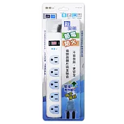 東億3孔1開關5插座延長線_2.5公尺(8.25尺) TY-S135-8.25尺