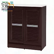 【文創集】南亞塑鋼 康特多彩3尺雙推門百葉鞋櫃(二色可選) 胡桃白雙色