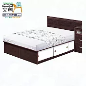 【文創集】南亞塑鋼 桑尼多彩5尺雙人三拉門櫃床台組合(二色可選+床頭片+拉門高床底+不含床墊) 胡桃白雙色