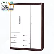 【文創集】南亞塑鋼 雪菲多彩4.7尺三門六抽塑鋼高衣櫃(二色可選) 胡桃白雙色