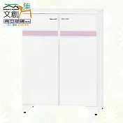 【文創集】南亞塑鋼 范特多彩2.6尺雙開門鞋櫃(七色可選) 粉紅雙色