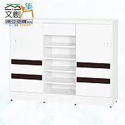 【文創集】南亞塑鋼 馬蒂爾多彩4.4尺雙推門單抽中空鞋櫃(七色可選) 胡桃白雙色
