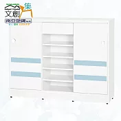 【文創集】南亞塑鋼 馬蒂爾多彩4.4尺雙推門單抽中空鞋櫃(七色可選) 淺藍雙色