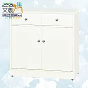 【文創集】南亞塑鋼 安雅託多彩2.8尺雙抽雙開門餐櫃/電器櫃(十色可選) 時尚白