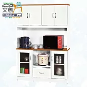 【文創集】南亞塑鋼 安卡多彩4.3尺托盤式六開門單抽高餐櫃/電器櫃組合(九色可選) 原木紋雙色